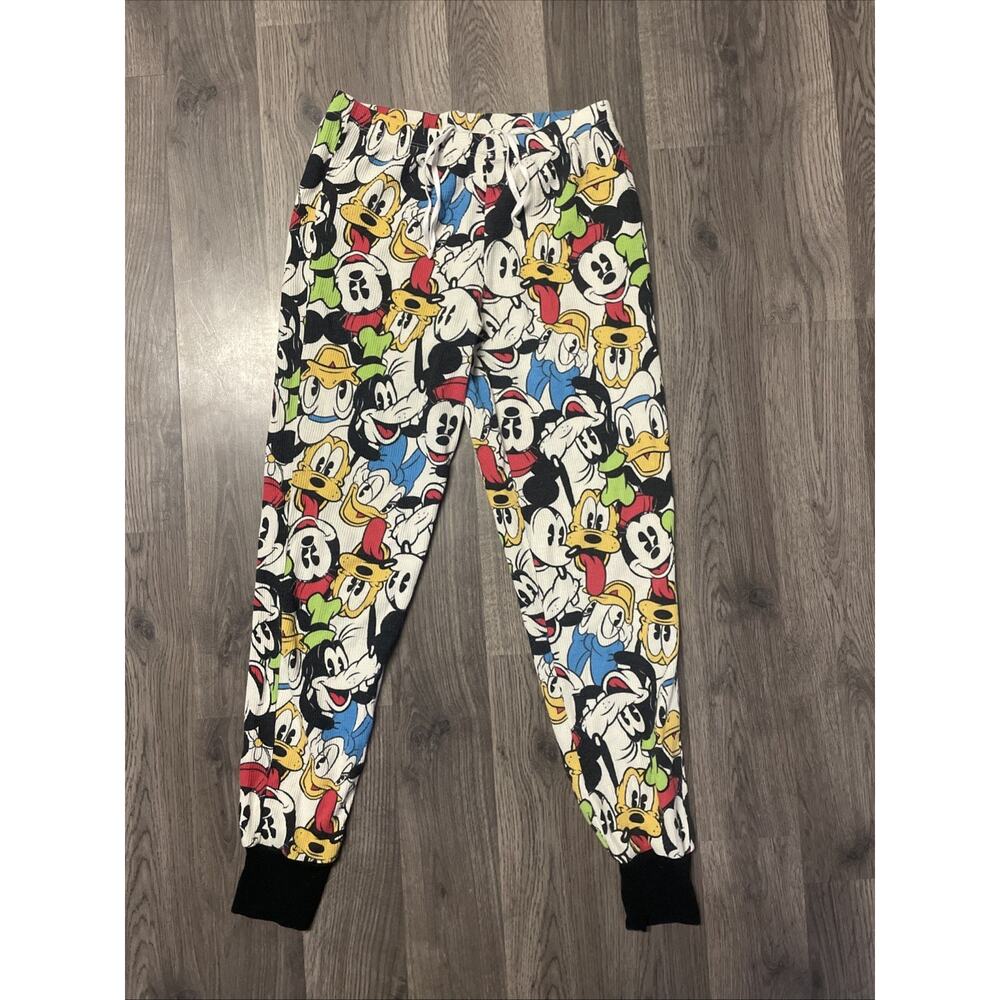 Vintage Disney Character Faces All Over Waffle Thermal Pajama Pants Women’s XS